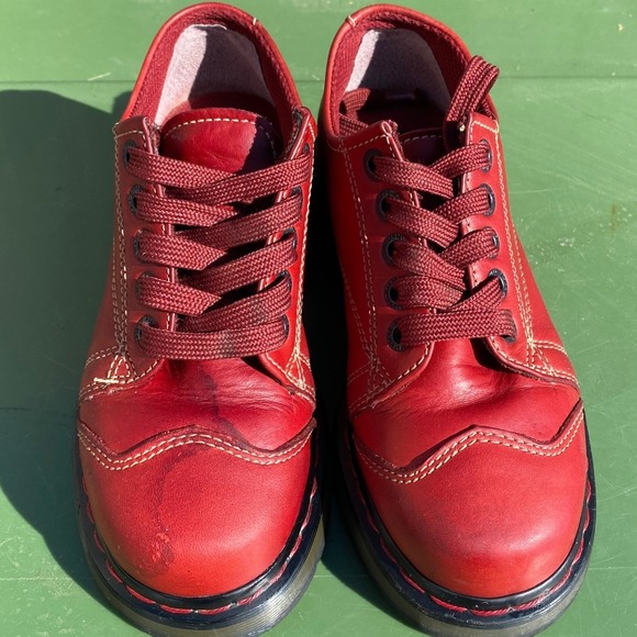 Dr Martens 8651 Red Leather Chunky Platform Oxford Shoes Womens Size 6 UK 37 EU - Picture 3 of 8